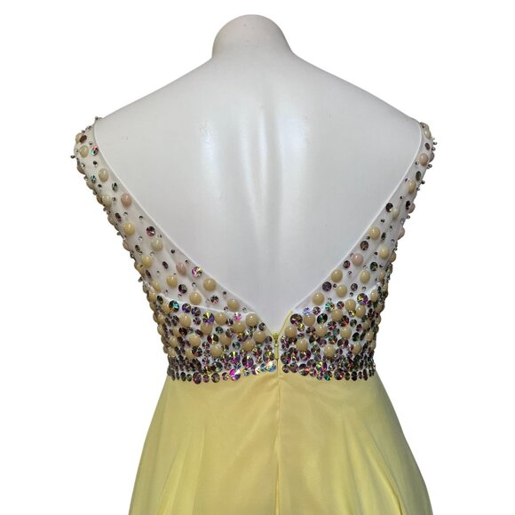 Repro 50s Embellished Corset Chiffon Maxi Fit + Flare Dress Formal Gown Small - Picture 6 of 11